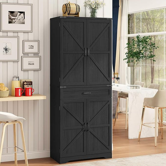 72" Kitchen Pantry Storage Cabinet, Farmhouse Style by Befrases
