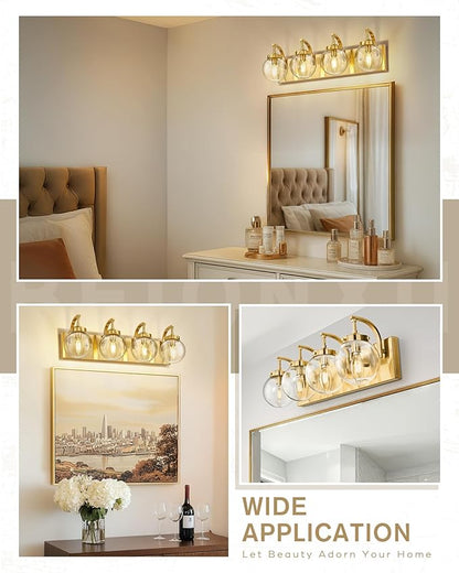 Beionxii 4-Light Bathroom Vanity Light Fixtures, 3 Light Brushed Gold Bathroom - Image 7