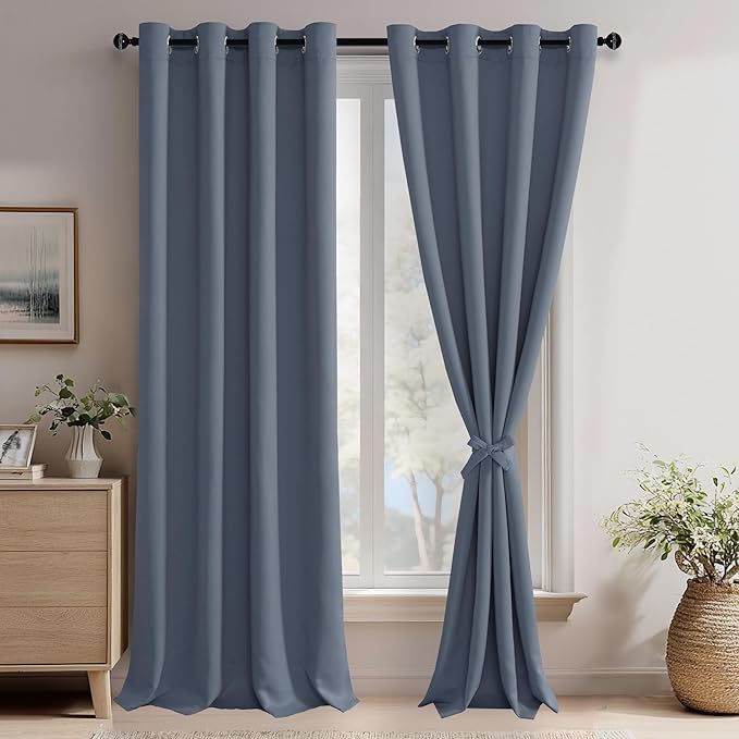 JIUZHEN Dusty Blue Blackout Curtains by JIUZHEN