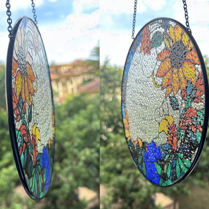 7.8'' The Lord Suncatcher Stained Glass - As for Me and My House We Will Serve The Lord Christian Wall Decor | Bible Verse Wall Art for Bible Lovers Art Themed Gift