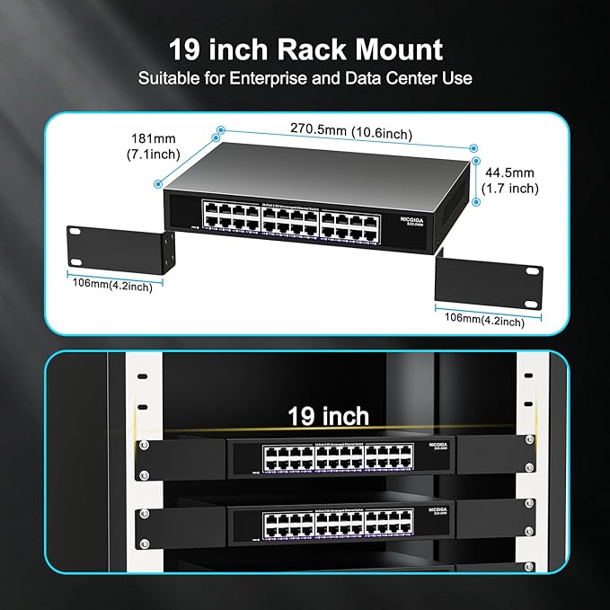 24 Port 2.5Gb Ethernet Switch Unmanaged, NICGIGA 24 Port 2.5G Network Switch - Image 7