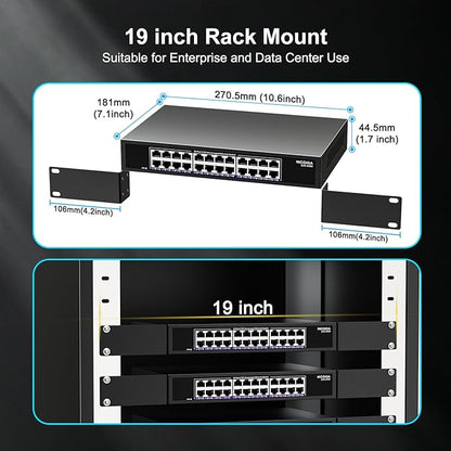 24 Port 2.5Gb Ethernet Switch Unmanaged, NICGIGA 24 Port 2.5G Network Switch - Image 7