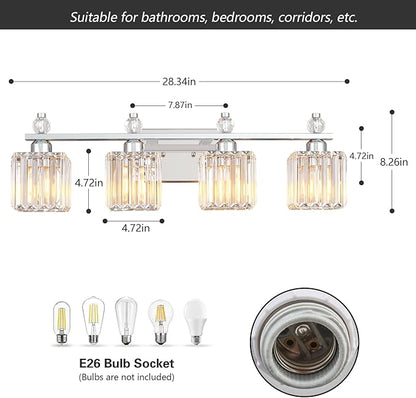 FDPBY Vanity Lights 4-Light Modern Crystal Vanity Light Chrome Bathroom Light - Image 5