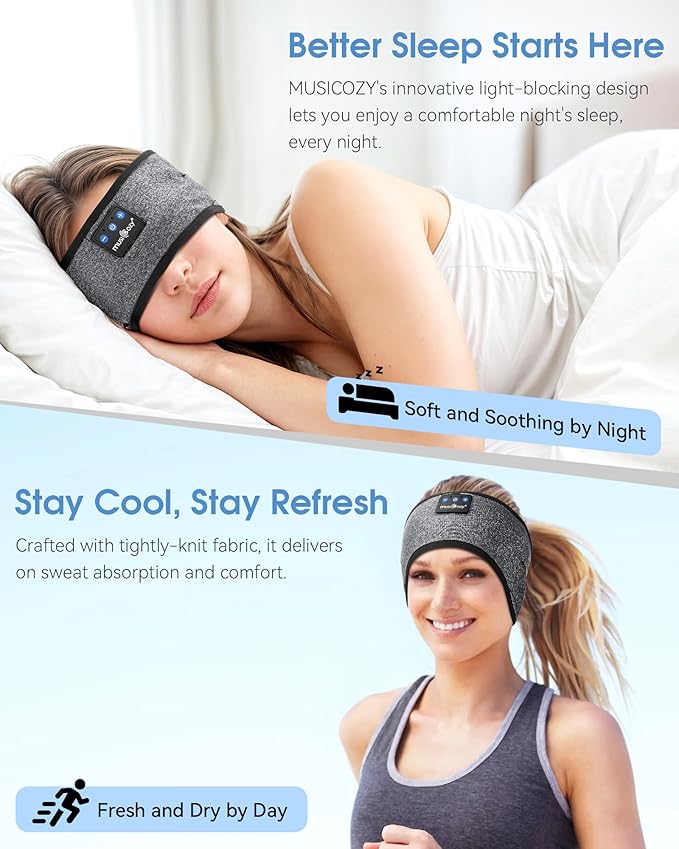 MUSICOZY Bluetooth 5.4 Sleep Headphones Sports Headband Headphones, Wireless - Image 2
