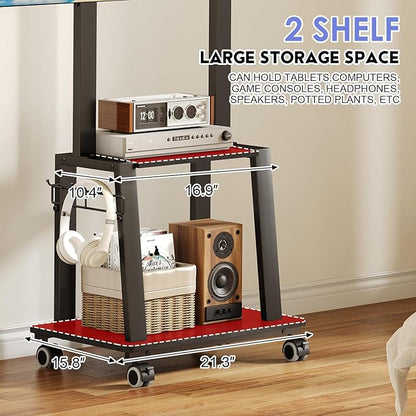 Rolling TV Stand on Wheels for 23-60Inch Flat/Curved Screen TVs, Tilt Mobile TV - Image 5