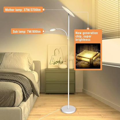 marctronic White Floor Lamps for Living Room, 44W/4500LM Super Bright 2 in 1 - Image 2