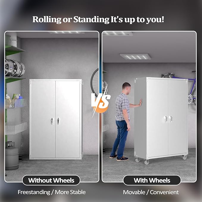 VINGLI Upgraded Wide & Deep Garage Storage Cabinet, Metal Storage Cabinet - Image 4