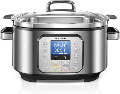 HOUSNAT Slow Cooker, 10 in 1 Programmable Cooker, 304 Stainless Steel Rice by HOUSNAT