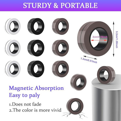 Cevioce 9 PCS Magnetic Ring Fidget Toys Set, ADHD Anxiety Magnetic Finger - Image 3