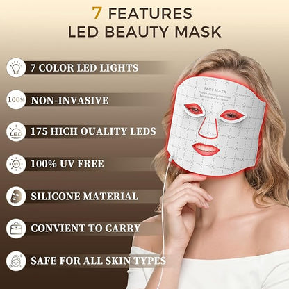 Red Light Therapy for Face & Neck, 7-1 Colors LED Light Therapy mask, - Image 3