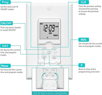 BN-LINK 7 Day Programmable in-Wall Timer Switch - Image 8