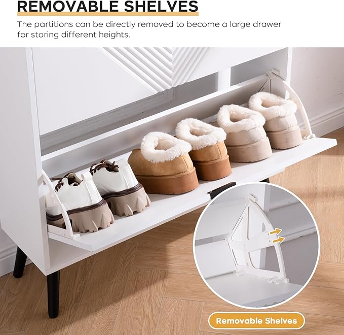 Shoe Cabinet Storage, Farmhouse Freestanding Organizer - Image 5