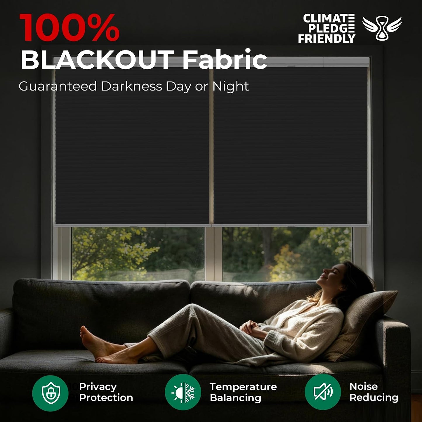 Allesin Top Down Bottom Up Cordless Cellular Shades,Thermal Insulation Honeycomb Blinds for Indoor Windows,Blackout (Black-no Drill,31"x64")