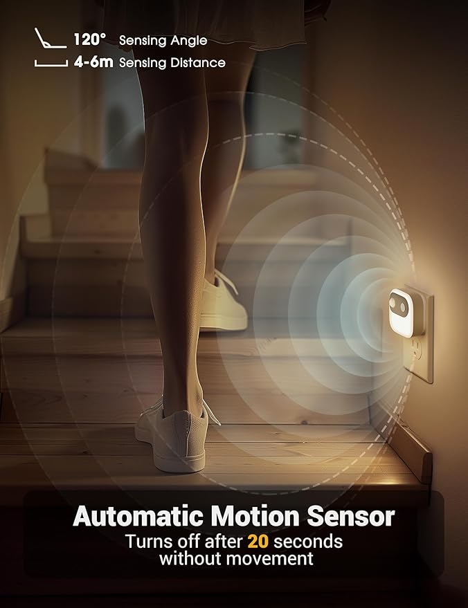 JandCase Motion Sensor Night Light, Night Lights Plug into Wall 2 Pack - Image 4