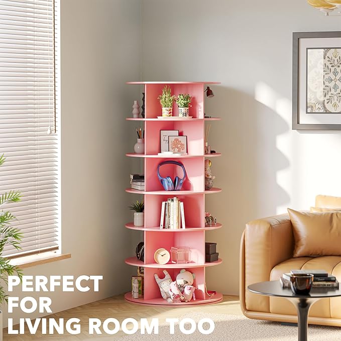 SpaceAid 6 Tier Rotating Shoe Rack Tower, Spinning Shoe Display Lazy Susan - Image 6
