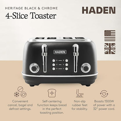 Haden Heritage 4 Slice Wide Slot Stainless Steel Toaster - Image 2