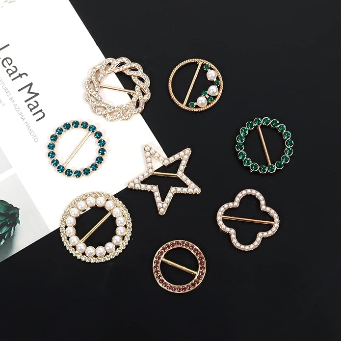 T-Shirt Clips 9 PCS, Clothes Corner Knotted Button, Fashion Alloy Pearl - Image 3