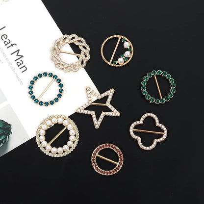 T-Shirt Clips 9 PCS, Clothes Corner Knotted Button, Fashion Alloy Pearl - Image 3