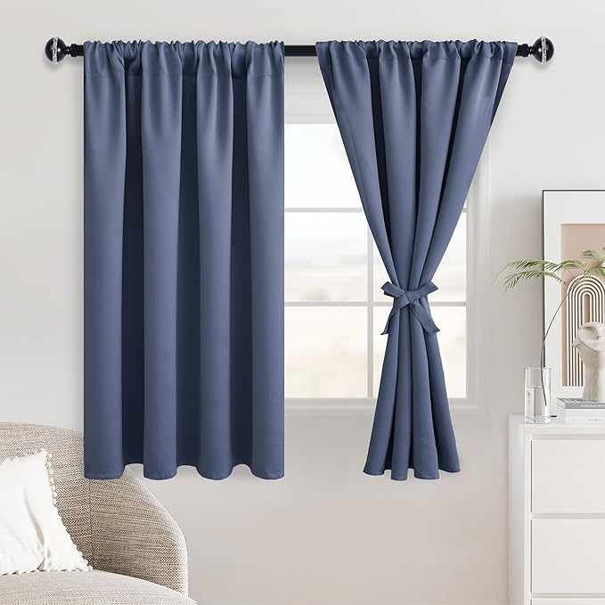 JIUZHEN Dusty Blue Blackout Curtains by JIUZHEN