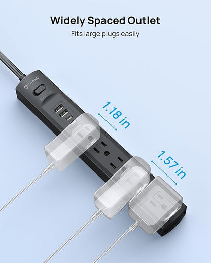 TROND 360° Rotating Plug Surge Protector Power Strip, Flat Plug Power Strip - Image 7