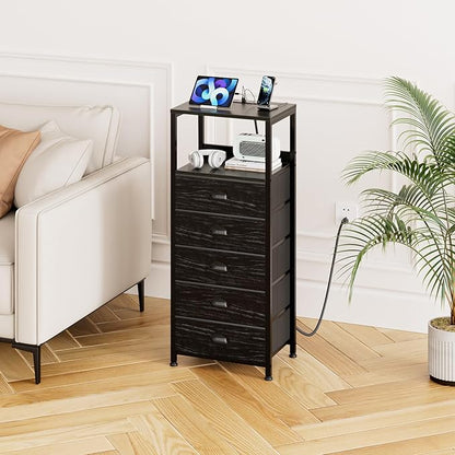 5-Drawer Dresser with Charging Station & Voice Control LED Light, Modern - Image 2
