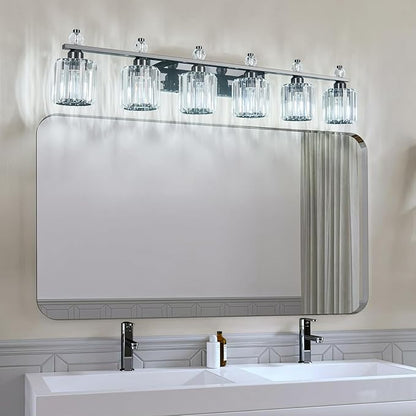 FDPBY Bathroom Vanity Lights 6-Light Plating Black Modern Crystal Vanity Light - Image 3