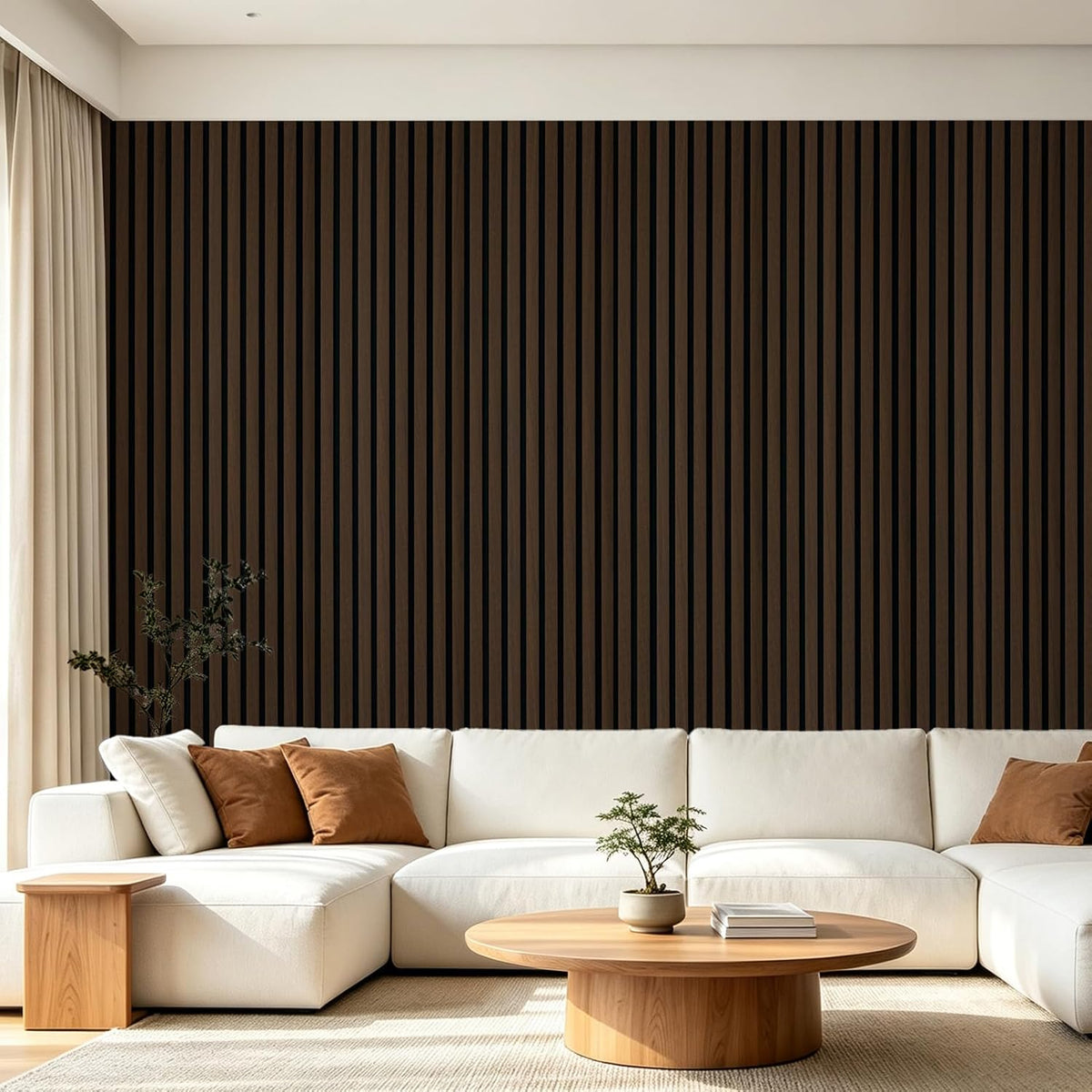 Art3d 94 x 12.6 Inch Acoustic Wood Slat Wall Panel, 6-Piece, Walnut