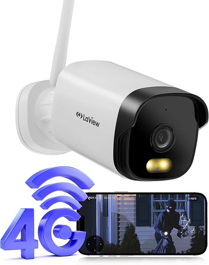 LaView 4G LTE Outdoor Security Camera, 2K HD Cameras by LaView