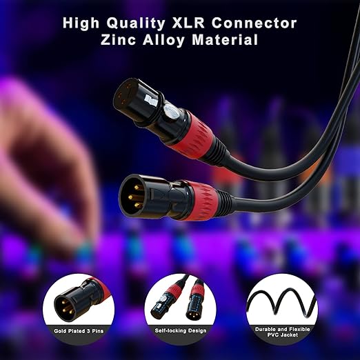 AuxLink XLR Cables, XLR Microphone Cable 6 ft 6 Pack - Image 2