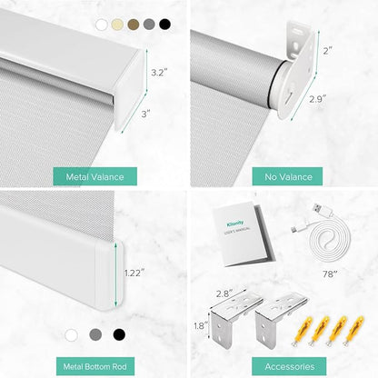 Kilonity Motorized Roller Shades, Light Filtering Remote Control Custom Window - Image 6