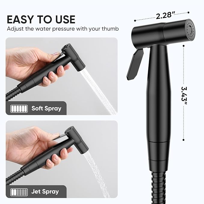 Arofa Black Bidet Sprayer for Toilet, Handheld Jet Sprayer Adjustable Water - Image 4