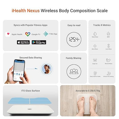 iHealth Nexus Smart Scale for Body Weight Bluetooth, Digital Bathroom Scale - Image 3