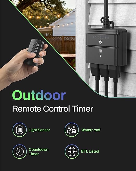 BN-LINK Outdoor Light Timer, Waterproof Plug-in Dusk-to-Dawn Controller - Image 2