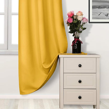 DWCN Yellow Curtains for Living Room, Room Darkening Grommet Thermal Blackout - Image 5