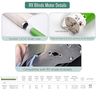 DM25DS 12V Electric Roller Shade Replacement Motor, RV Window Shade Motor - Image 5