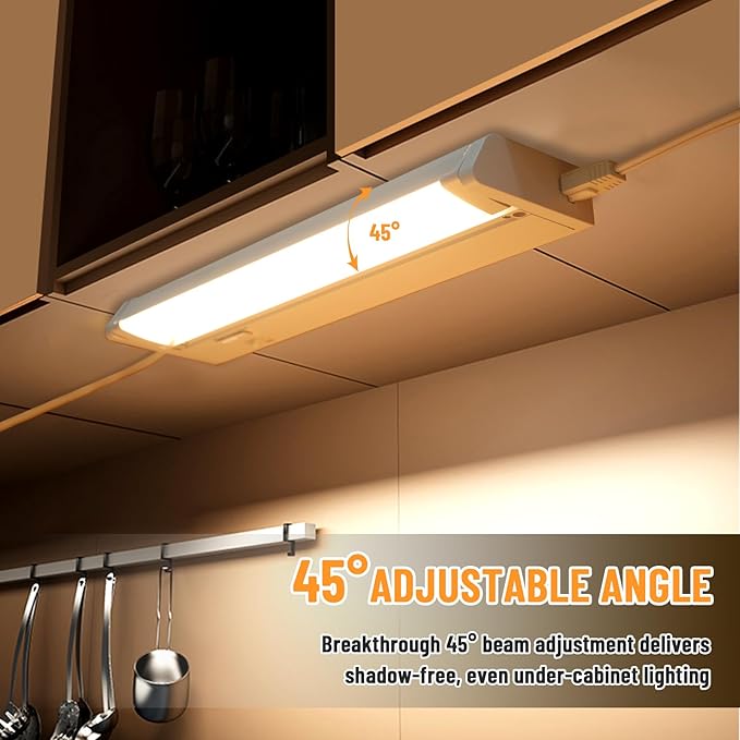 Plug in Under Cabinet Lights Hardwired, 45° Rotatable Design, Linkable Up to 15 - Image 3