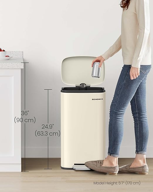 SONGMICS Trash Can with Lid, 8 Gallon Garbage Can, Stainless Steel Small Waste - Image 8