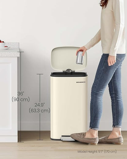 SONGMICS Trash Can with Lid, 8 Gallon Garbage Can, Stainless Steel Small Waste - Image 8