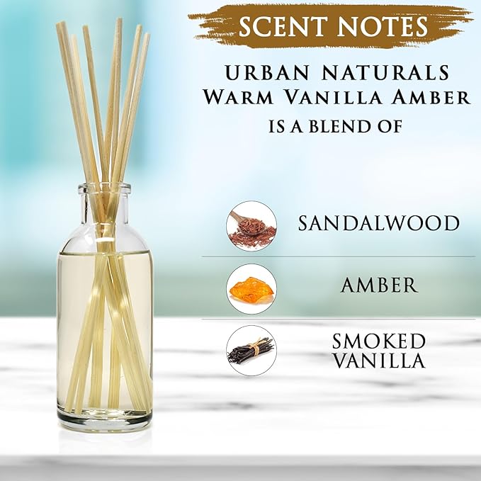 Urban Naturals Warm Vanilla Amber Reed Diffuser Gift Set | Creamy. Warm. - Image 8