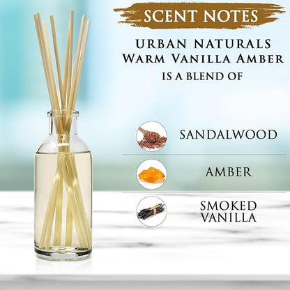 Urban Naturals Warm Vanilla Amber Reed Diffuser Gift Set | Creamy. Warm. - Image 8