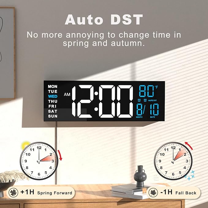 JALL 16" Large Digital Wall Mount Clock, Count Down Timer, Big LED, RGB Color - Image 5