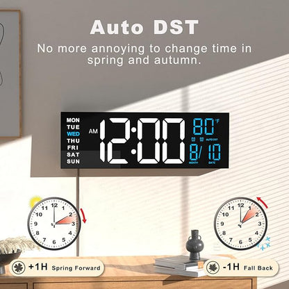 JALL 16" Large Digital Wall Mount Clock, Count Down Timer, Big LED, RGB Color - Image 5