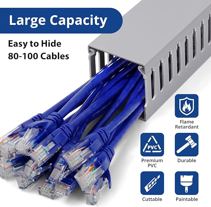 ZhiYo 3x3in Cable Raceway, 6.6FT Large Wire Tray, Cord Hider - Image 2