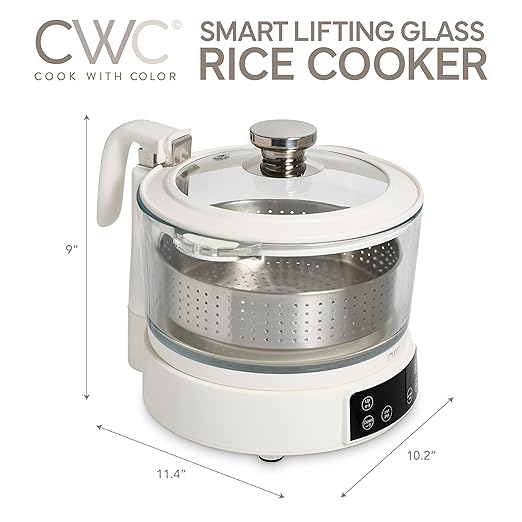 COOK WITH COLOR 3L Glass Mini Low Carb Rice Cooker – Holds 2 Cups Raw/Makes 6 - Image 3