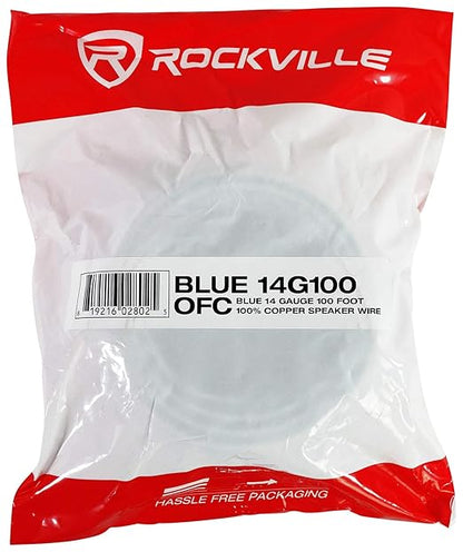 Rockville Blue 14G100 14 Gauge 100 Ft Speaker Wire, 100% OFC Copper, - Image 3