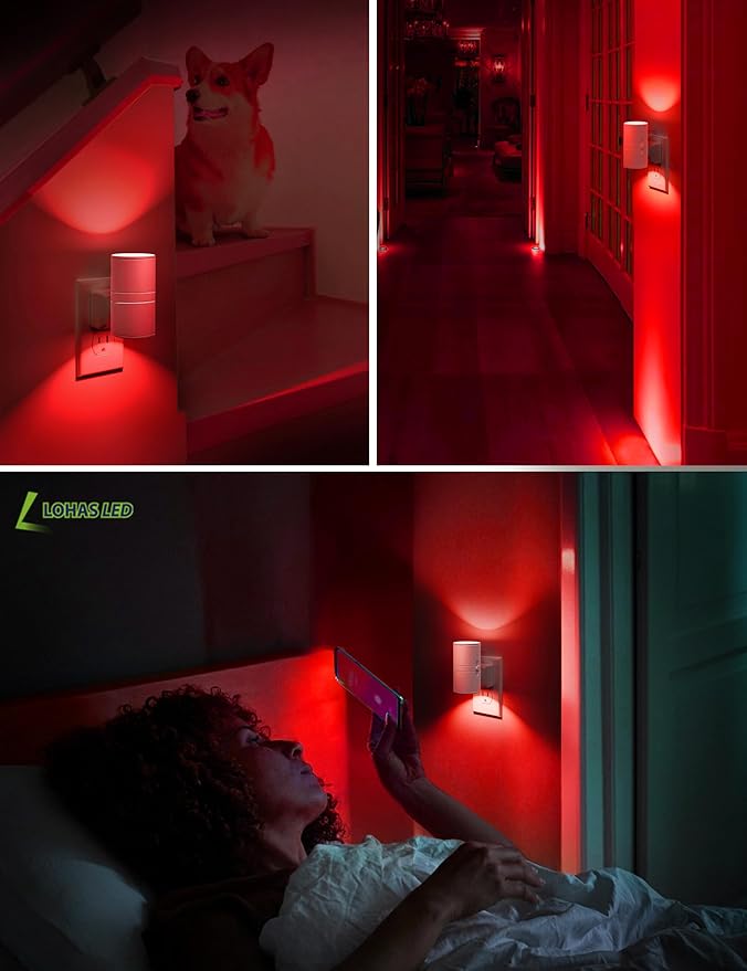 L LOHAS LED Night Light, LED Nightlights, Light Sensor, Steep Aid Red, Dimmable - Image 4
