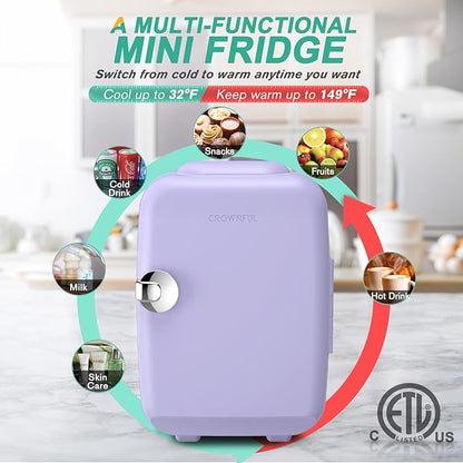 CROWNFUL Mini Fridge, 4 Liter/6 Can Portable Cooler and Warmer Personal - Image 4
