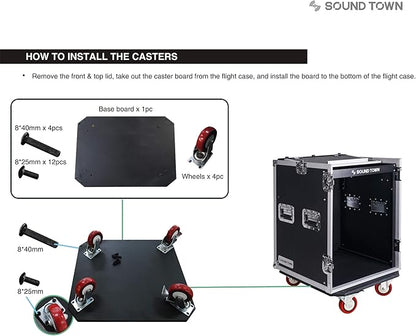 Sound Town Heavy-Duty 1/2" Plywood 14U PA DJ Rack/Road ATA Case - Image 7