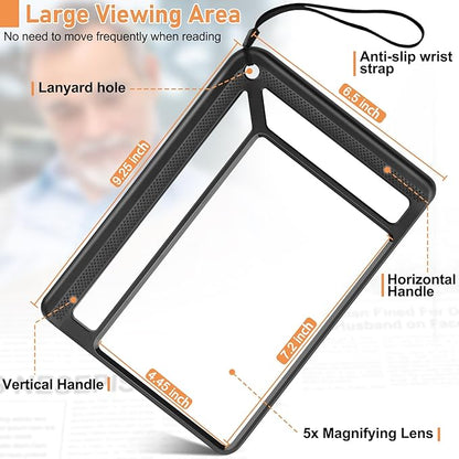 5X Full Page Magnifying Glass for Reading, Lightweight Rectangular Magnifier - Image 4