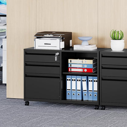MIIIKO File Cabinet 3 Drawer, Mobile Filing Cabinets - Image 6